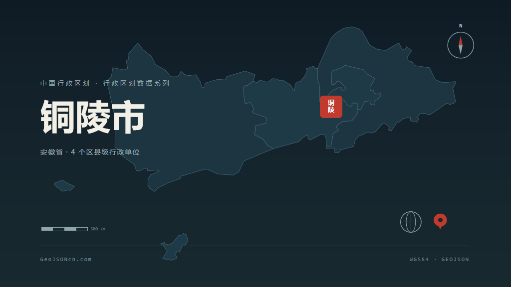 铜陵市矢量地图PPT模板预览（行政区划代码 340700）