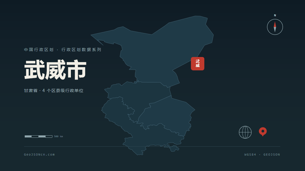 武威市矢量地图PPT模板预览（行政区划代码 620600）