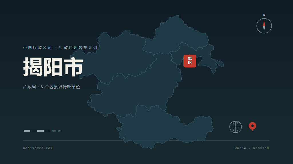 揭阳市矢量地图PPT模板预览（行政区划代码 445200）