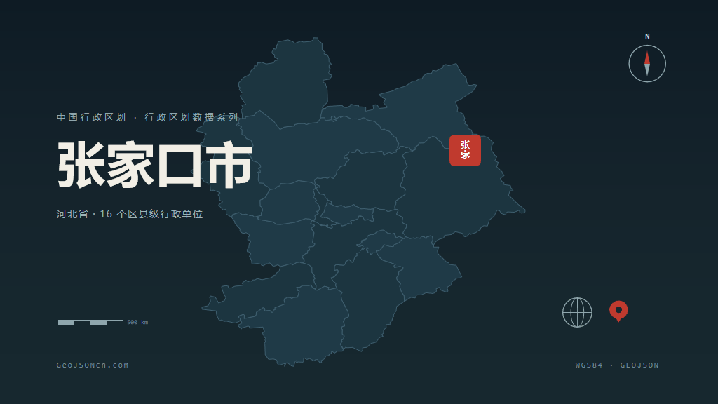 张家口市矢量地图PPT模板预览（行政区划代码 130700）