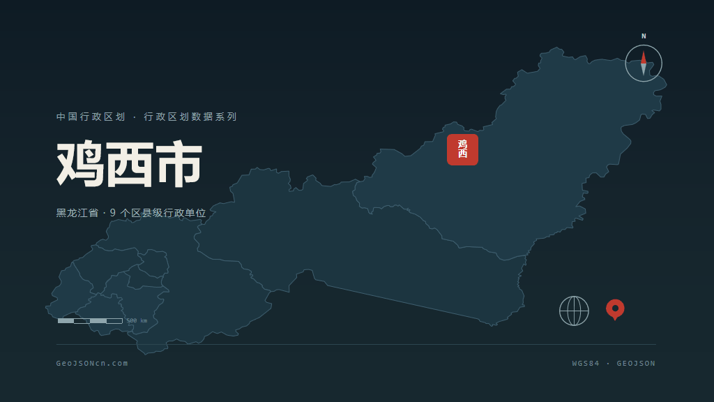 鸡西市矢量地图PPT模板预览（行政区划代码 230300）