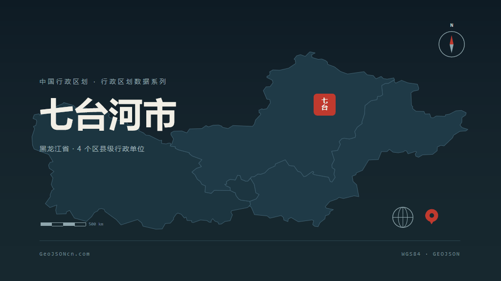 七台河市矢量地图PPT模板预览（行政区划代码 230900）