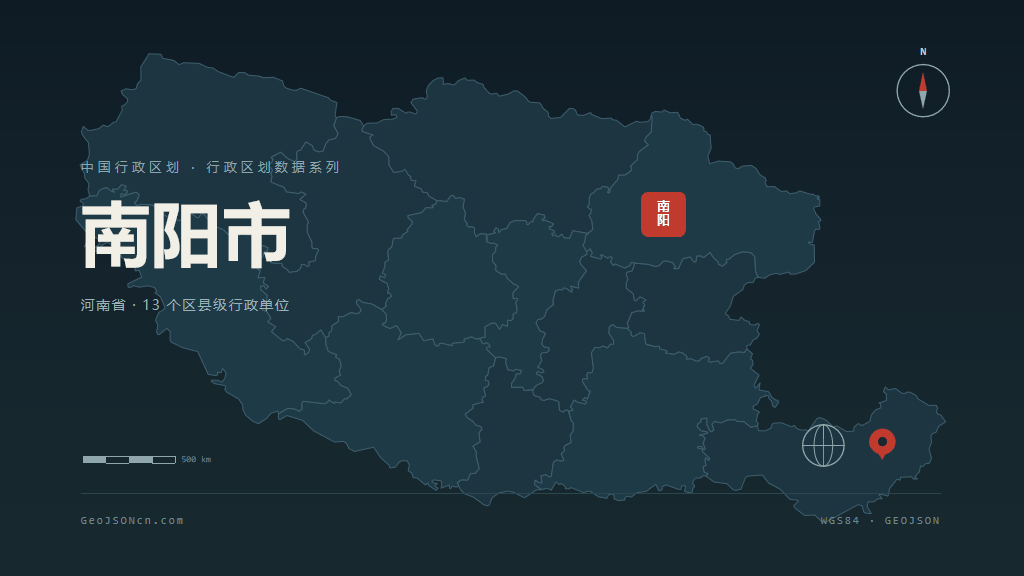 南阳市矢量地图PPT模板预览（行政区划代码 411300）