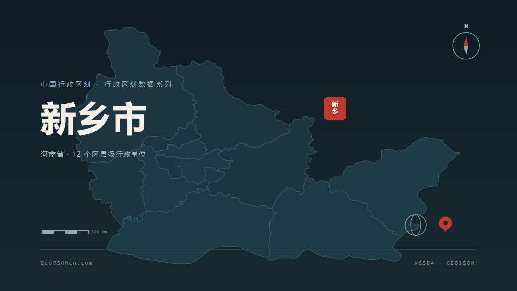 新乡市矢量地图PPT模板预览（行政区划代码 410700）