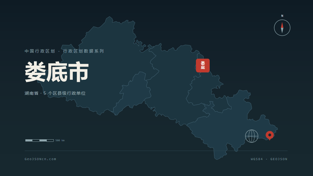 娄底市矢量地图PPT模板预览（行政区划代码 431300）