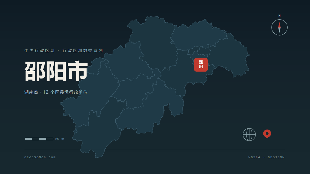 邵阳市矢量地图PPT模板预览（行政区划代码 430500）