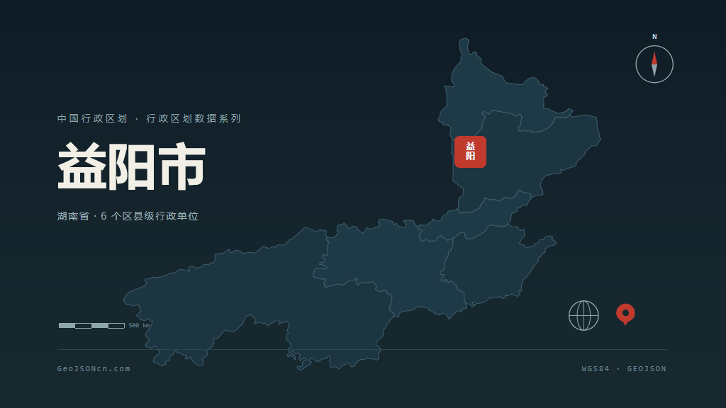 益阳市矢量地图PPT模板预览（行政区划代码 430900）