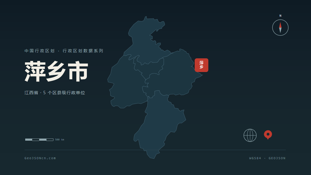萍乡市矢量地图PPT模板预览（行政区划代码 360300）