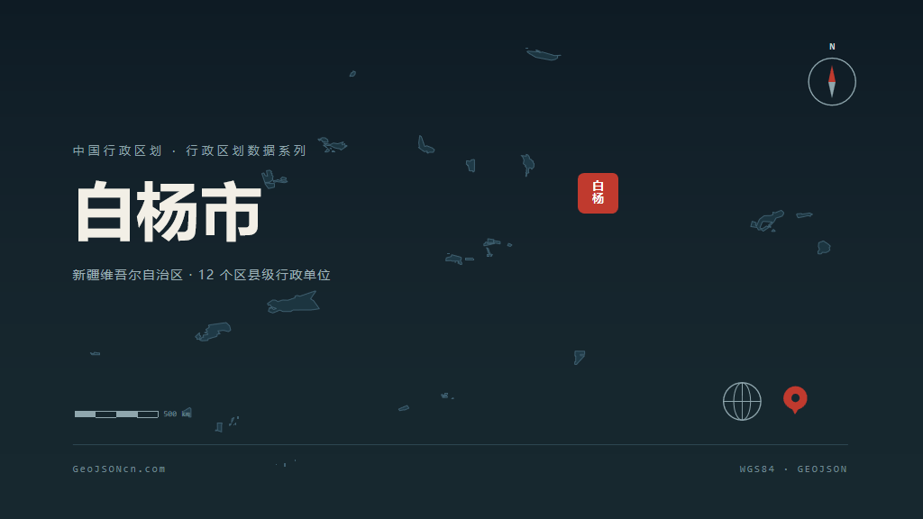 白杨市矢量地图PPT模板预览（行政区划代码 659012）