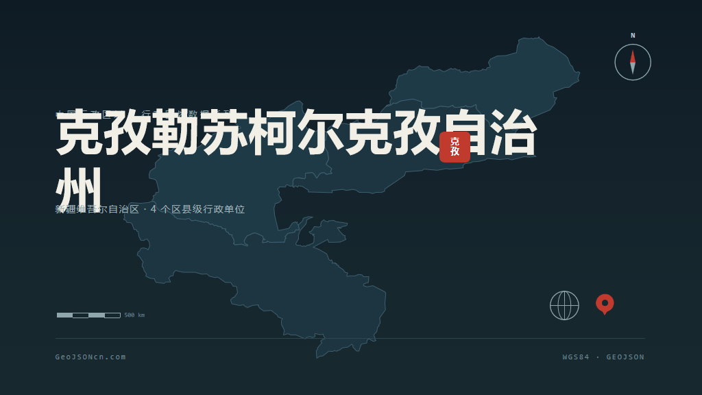 克孜勒苏柯尔克孜自治州矢量地图PPT模板预览（行政区划代码 653000）