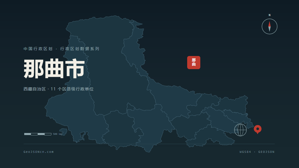 那曲市矢量地图PPT模板预览（行政区划代码 540600）