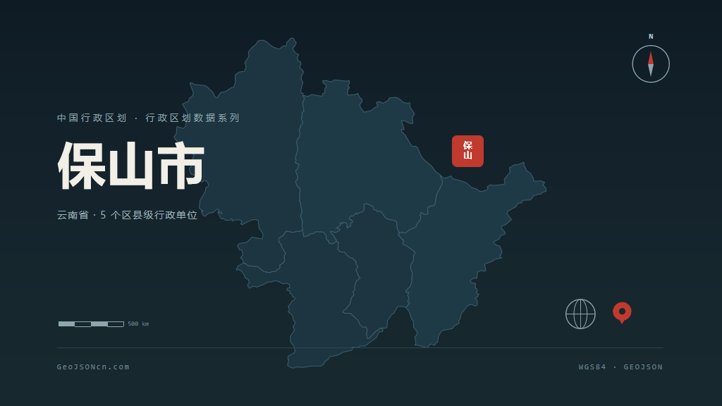 保山市矢量地图PPT模板预览（行政区划代码 530500）