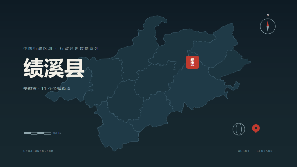 宣城市绩溪县矢量地图PPT模板预览图