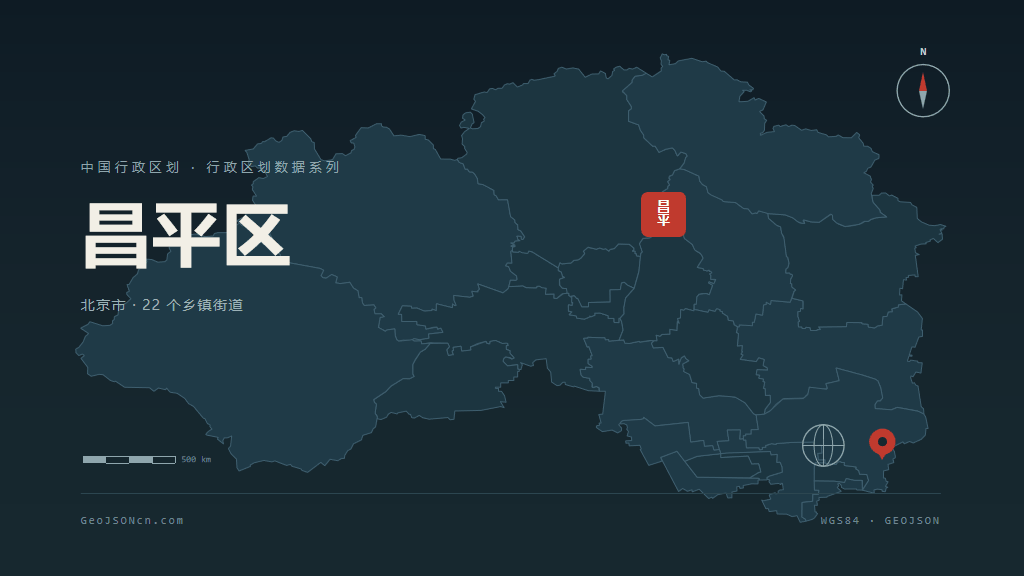 北京市昌平区矢量地图PPT模板预览（行政区划代码 110114）