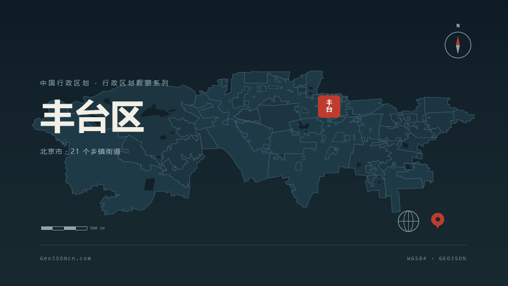 北京市丰台区矢量地图PPT模板预览（行政区划代码 110106）