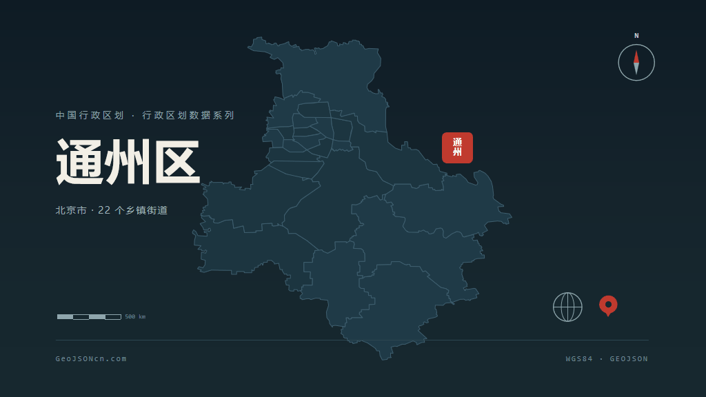 北京市通州区矢量地图PPT模板预览（行政区划代码 110112）