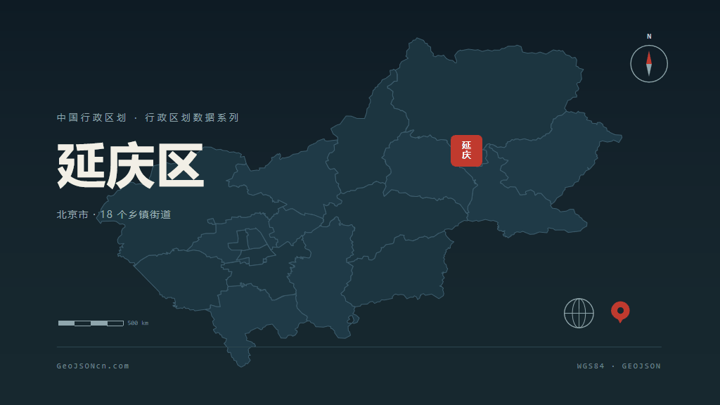 北京市延庆区矢量地图PPT模板预览（行政区划代码 110119）