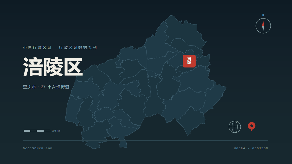 重庆市涪陵区矢量地图PPT模板预览（行政区划代码 500102）