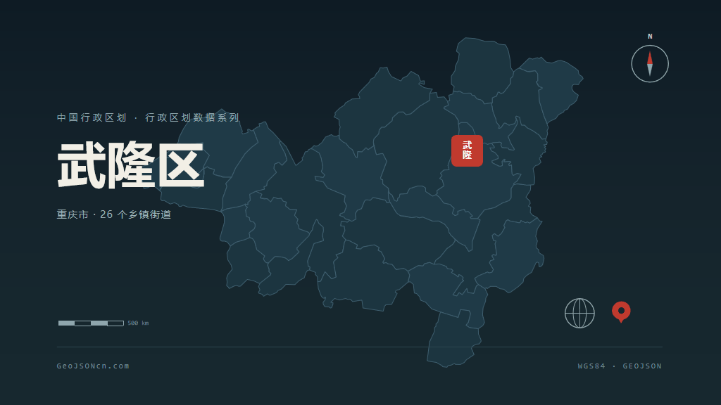 重庆市武隆区矢量地图PPT模板预览（行政区划代码 500156）