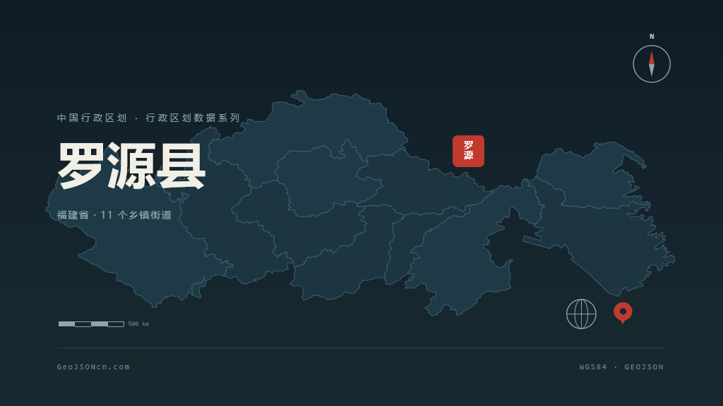 福州市罗源县矢量地图PPT模板预览图