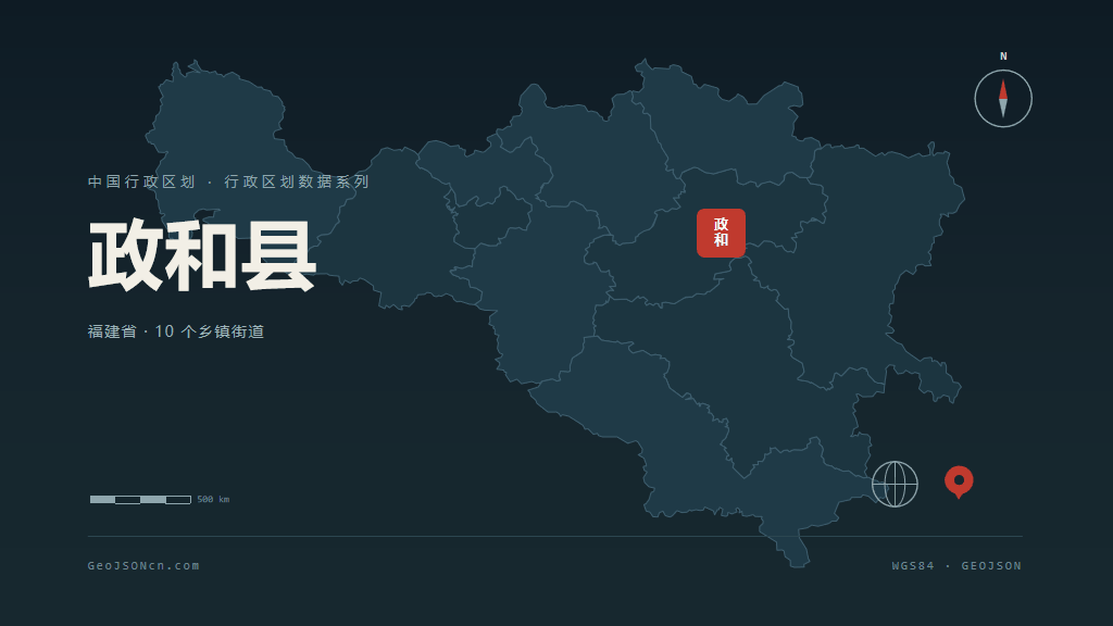 南平市政和县矢量地图PPT模板预览图