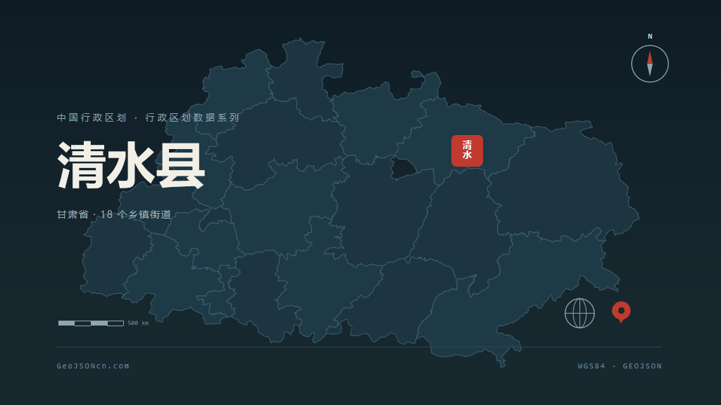 天水市清水县矢量地图PPT模板预览（行政区划代码 620521）