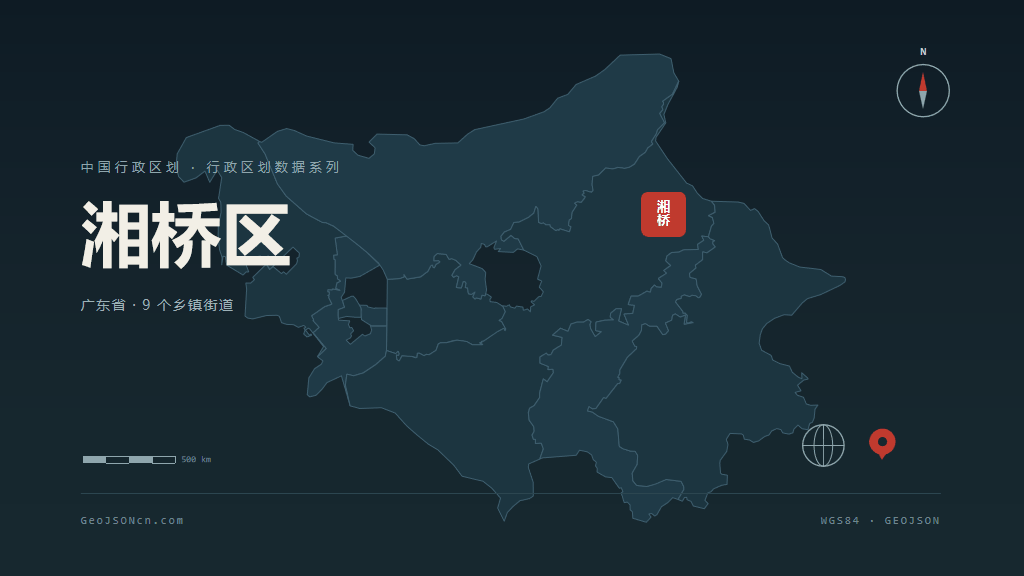 潮州市湘桥区矢量地图PPT模板预览图