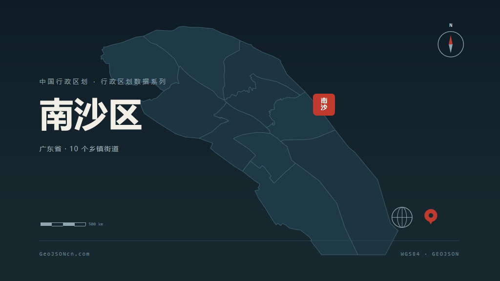 广州市南沙区矢量地图PPT模板预览图