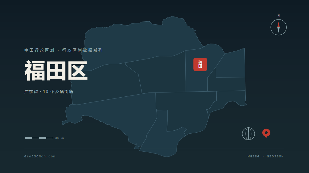 深圳市福田区矢量地图PPT模板预览图