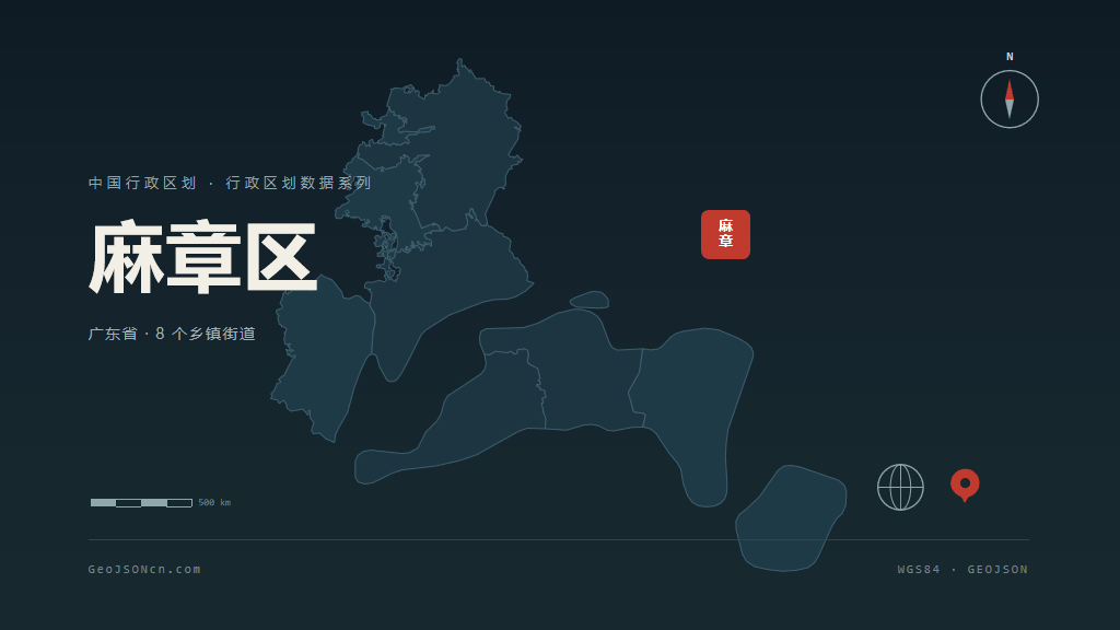 湛江市麻章区矢量地图PPT模板预览图