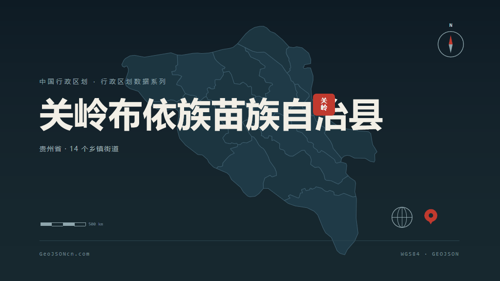 安顺市关岭布依族苗族自治县矢量地图PPT模板预览图