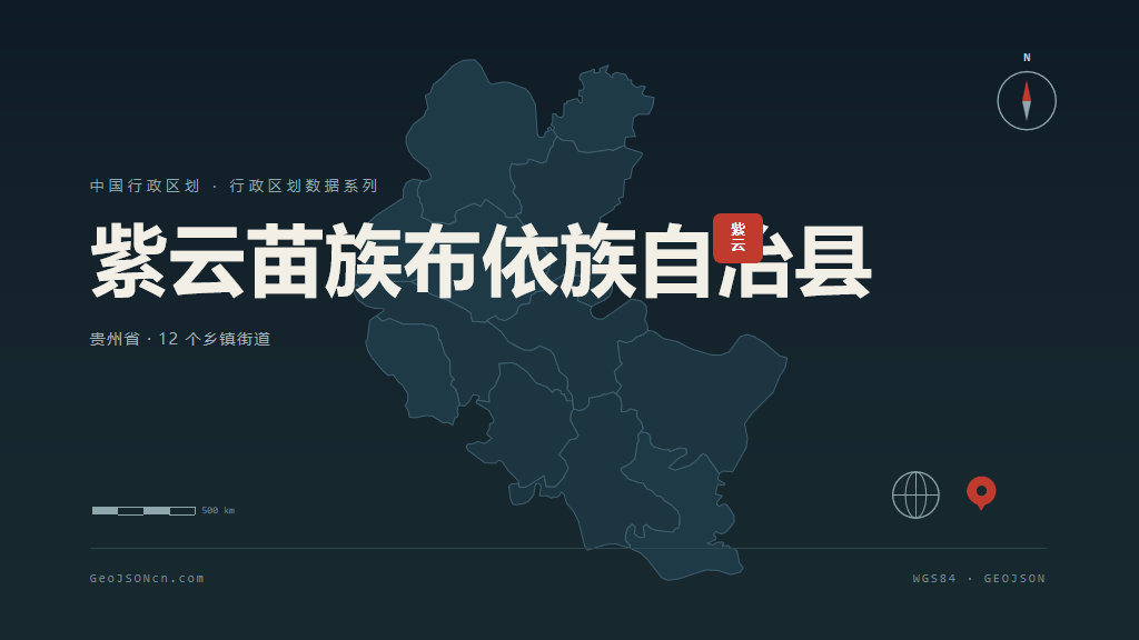 安顺市紫云苗族布依族自治县矢量地图PPT模板预览图