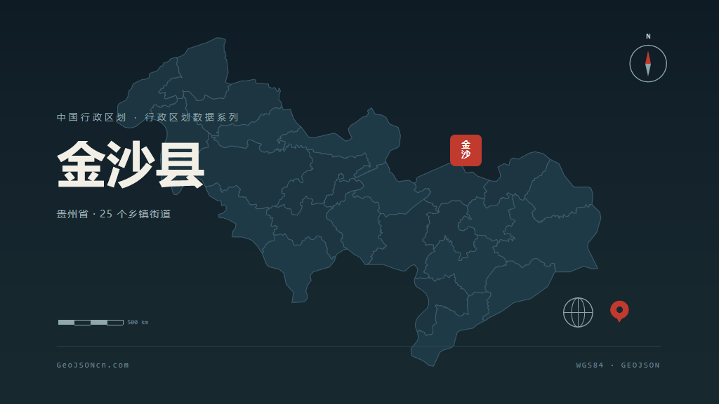 毕节市金沙县矢量地图PPT模板预览图