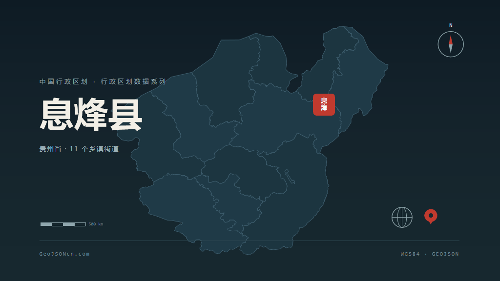 贵阳市息烽县矢量地图PPT模板预览（行政区划代码 520122）