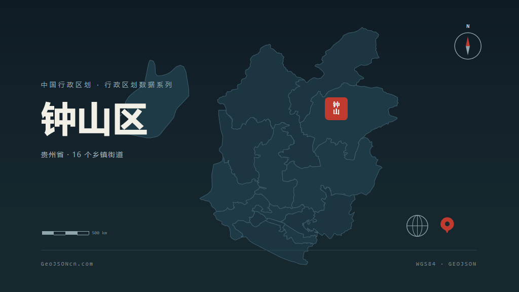六盘水市钟山区矢量地图PPT模板预览（行政区划代码 520201）