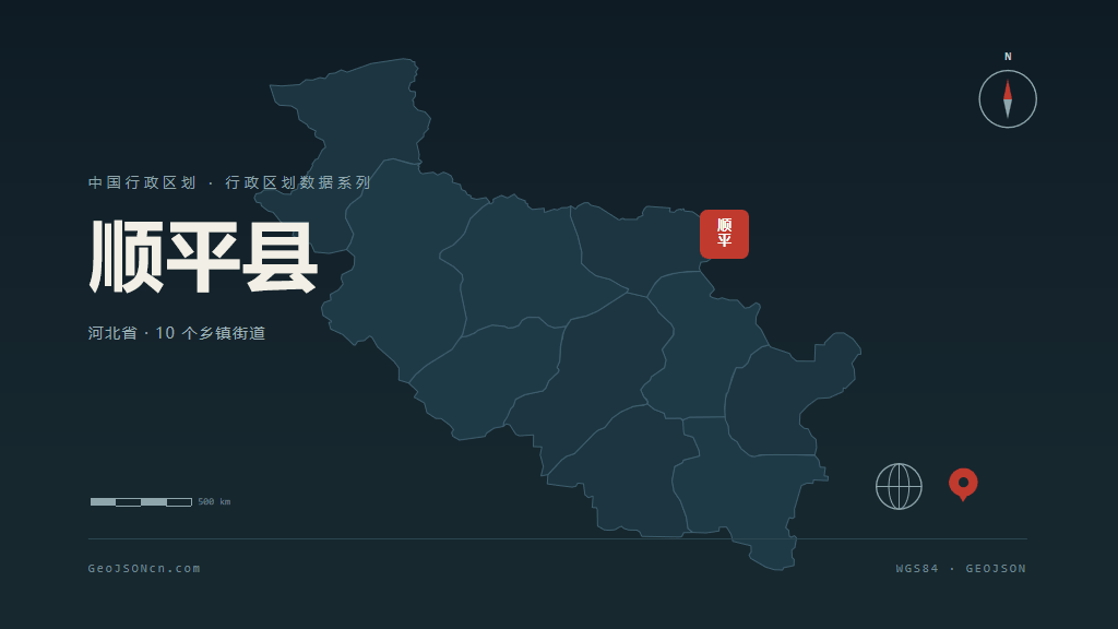 保定市顺平县矢量地图PPT模板预览图
