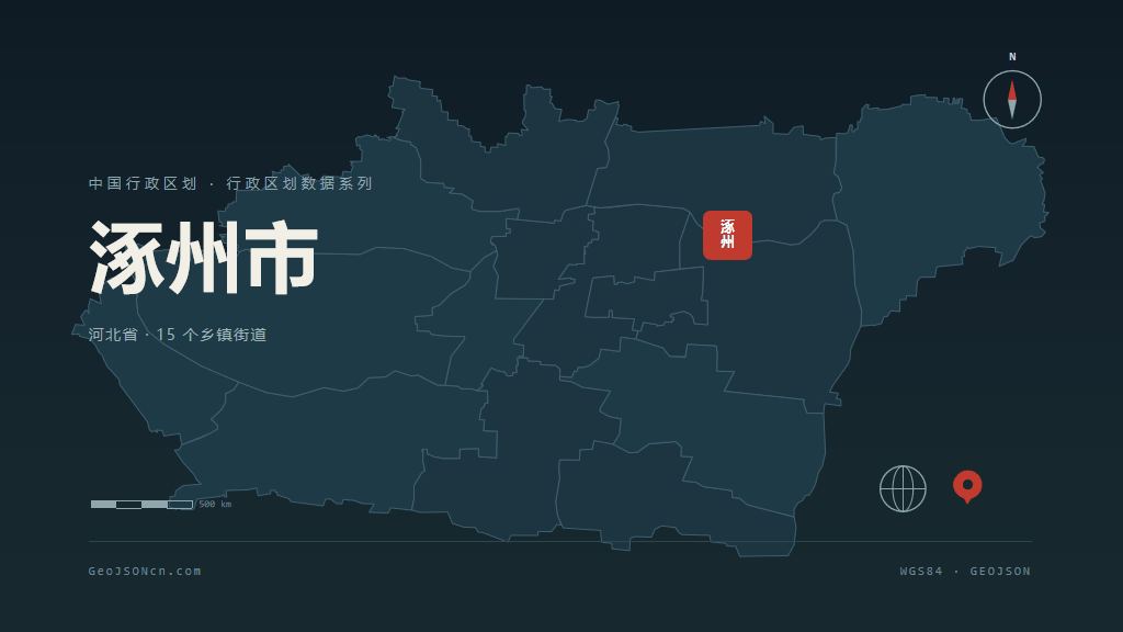 保定市涿州市矢量地图PPT模板预览图
