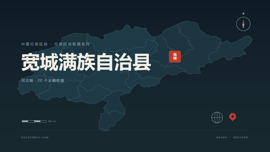 承德市宽城满族自治县矢量地图PPT模板预览图