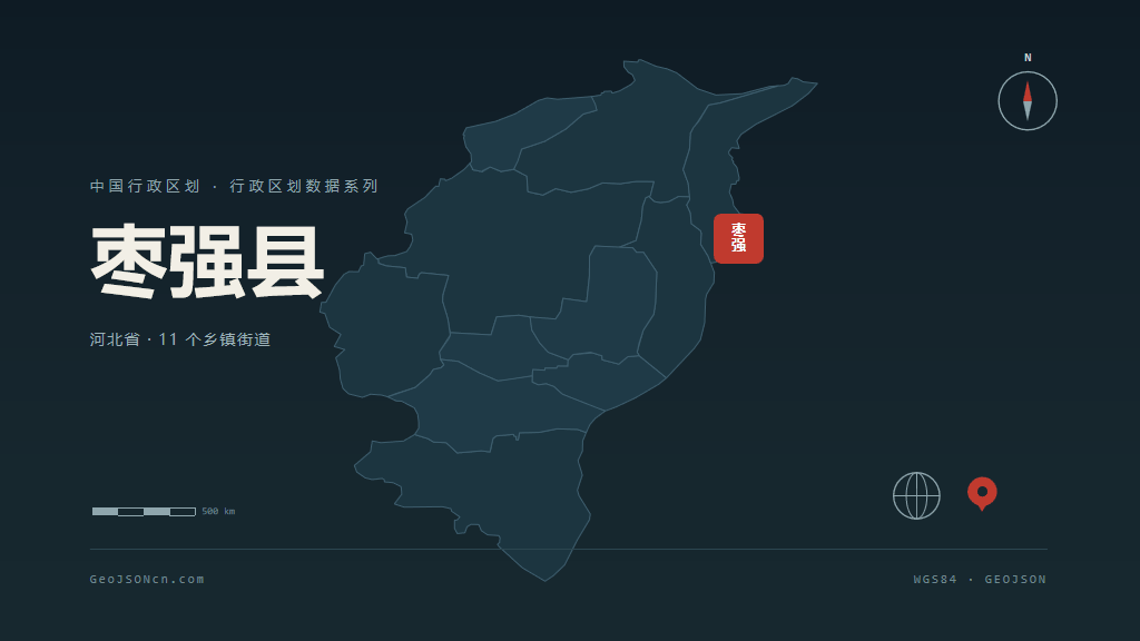 衡水市枣强县矢量地图PPT模板预览图