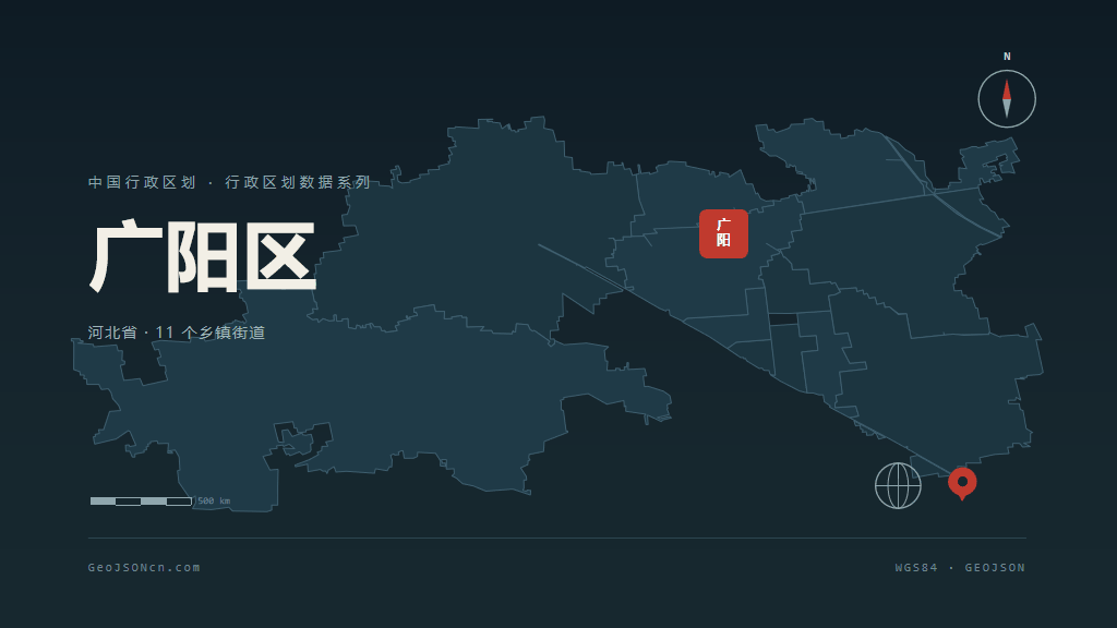 廊坊市广阳区矢量地图PPT模板预览（行政区划代码 131003）