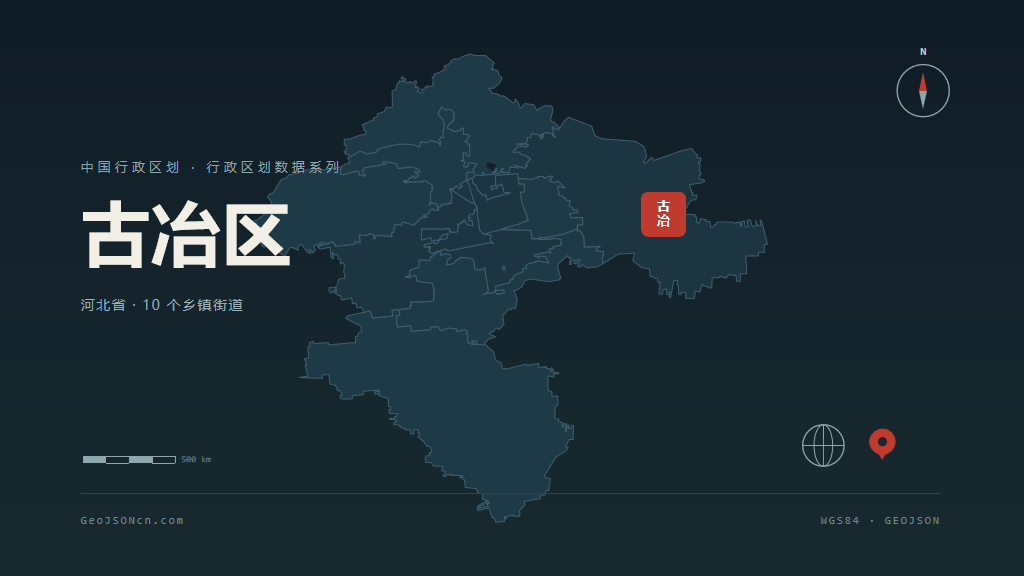 唐山市古冶区矢量地图PPT模板预览图