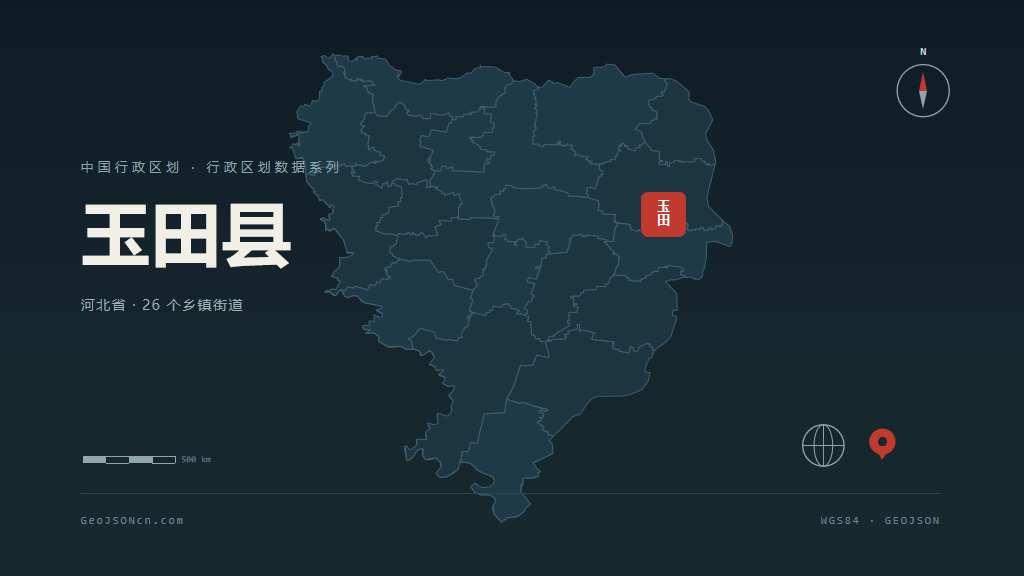 唐山市玉田县矢量地图PPT模板预览图
