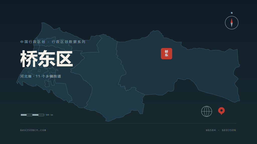 张家口市桥东区矢量地图PPT模板预览图
