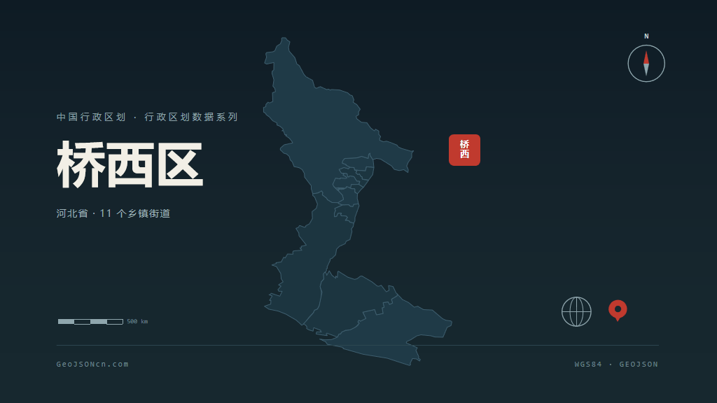 张家口市桥西区矢量地图PPT模板预览图