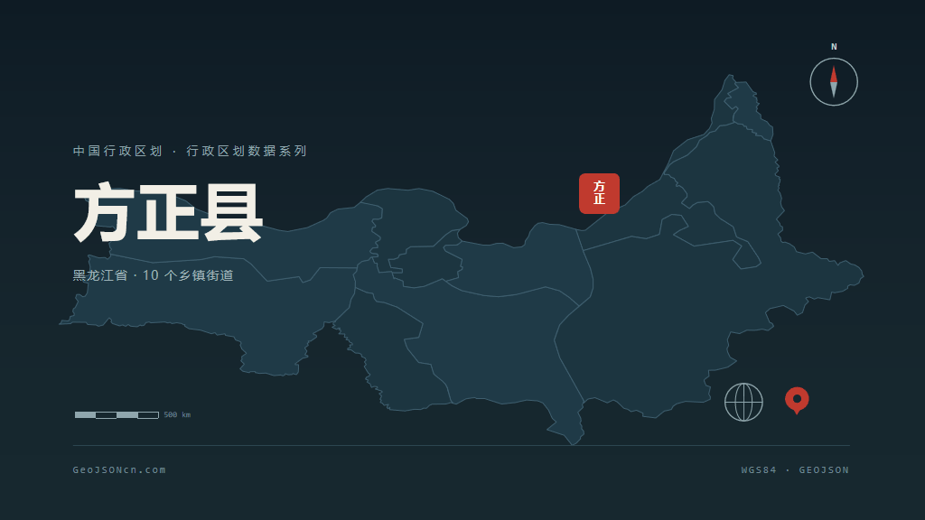 哈尔滨市方正县矢量地图PPT模板预览（行政区划代码 230124）