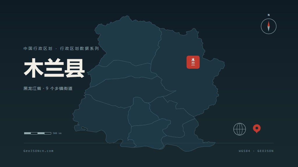 哈尔滨市木兰县矢量地图PPT模板预览图