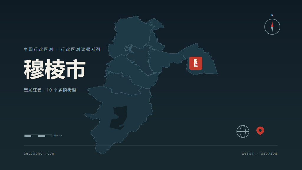 牡丹江市穆棱市矢量地图PPT模板预览（行政区划代码 231085）