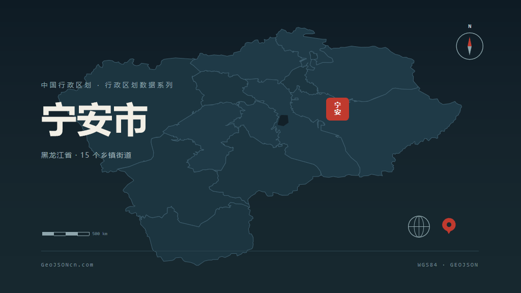 牡丹江市宁安市矢量地图PPT模板预览（行政区划代码 231084）