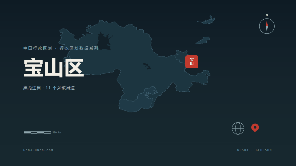 双鸭山市宝山区矢量地图PPT模板预览图