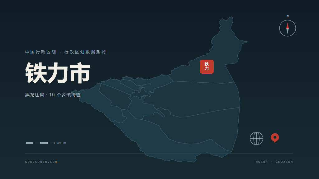 伊春市铁力市矢量地图PPT模板预览图